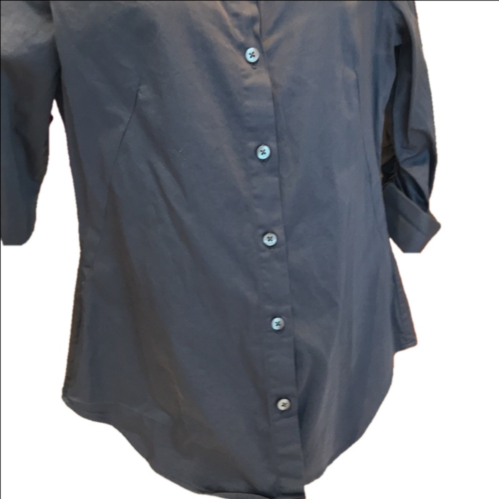Banana Republic Grey Tailored Crisp Cotton Button Up Dress Shirt Women's S - Picture 5 of 16